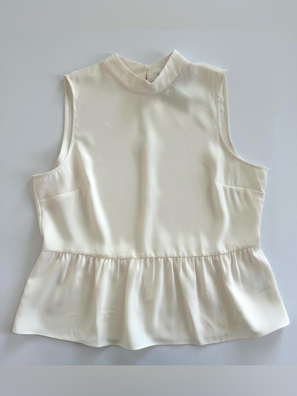 J.Crew Mockneck Peplum Top in Ivory | L | NWT